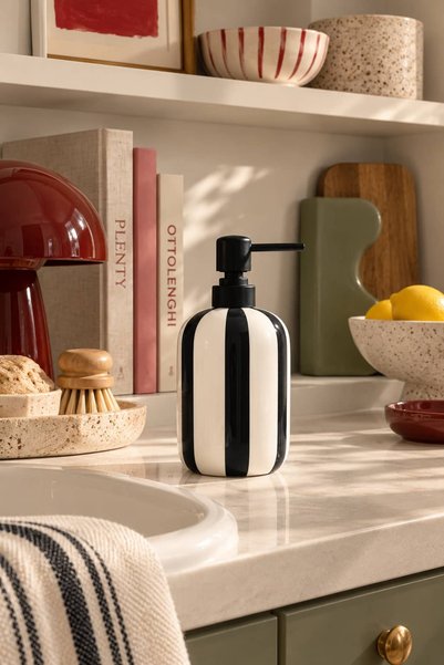 BUCOLIC Dispenser de săpun lichid din ceramică cu dungi Pera