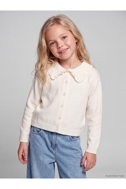 LC Waikiki سترة LCW Kids Ecru Triko المسطحة للفتيات من NEVAVM