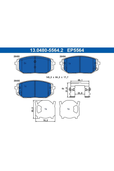 Ate Set plăcuțe de frână, frână pe disc 13.0480-5564.2