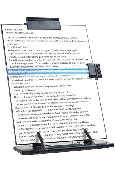 JOYZZZ Desktop Document Holder, Black Metal Reading Shelf, Desktop Document B...