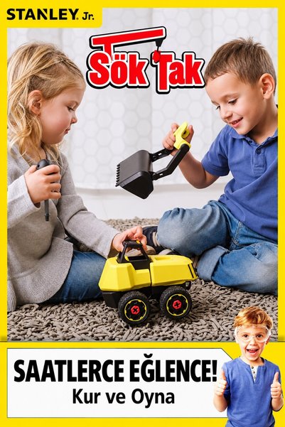 TOYFEST Tak Çıkar Ekskavatör 24 Parça Tornavidalı Figürlü STEM Stanley Jr. 28 cm