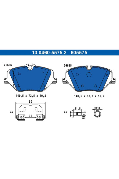 Ate Set plăcuțe de frână, frână pe disc 13.0460-5575.2