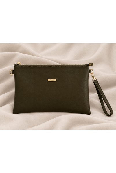 ARLEN STUDIO Women's Zipper Clutch Bag with Wrist Strap—Faux Leather Hand and...