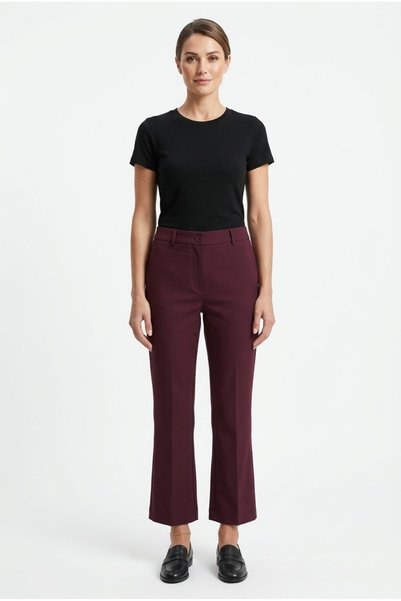 Neden Tekstil Women's Burgundy Classic Cut Trousers