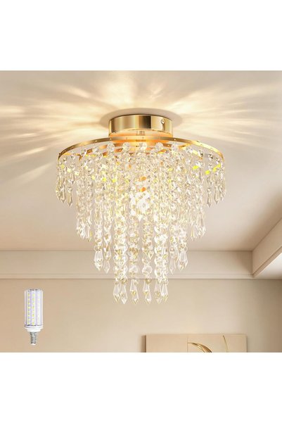 Sarbacane Modern Crystal Chandeliers, 4 Tier Raindrop Crystal Ceiling Lamp, H...