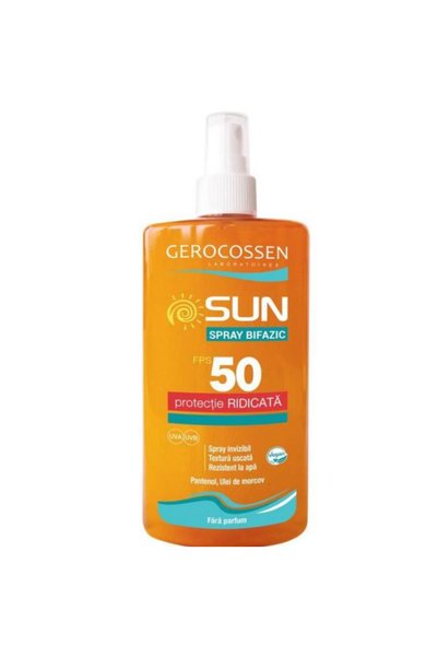 GEROCOSSEN Spray Bifazic Protectie Solara SPF 50 - Sun, fara parfum, 300 ml
