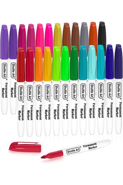 Shuttle Art Permanent Markers, 24 Colors Fine Point Assorted Colors Permanent...