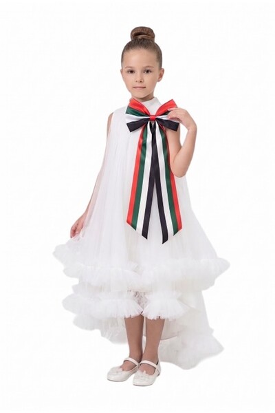 ddaniela Convertible White Dress with Removable UAE National Flag Bow – EID &...