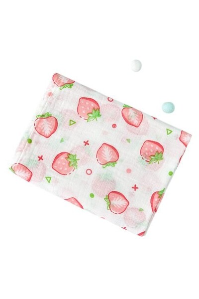 Bambimici Essentials Muslin Swaddle Blanket - Strawberry
