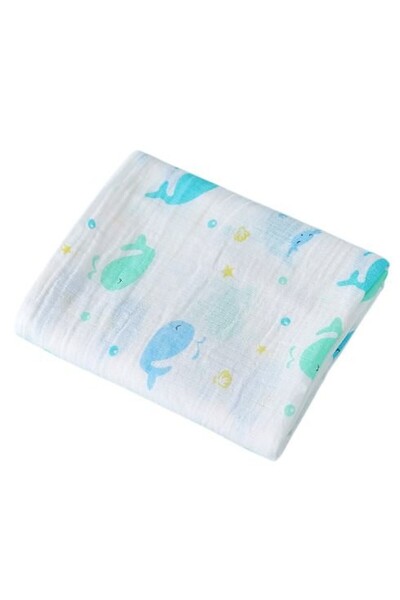 Bambimici Essentials Muslin Swaddle Blanket - Whale
