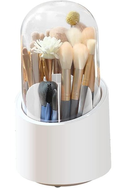 Alybrol Makeup Brush Holder 360-Degree Rotating Dustproof Makeup Brush Organi...
