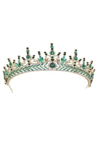 ddaniela Alexa Collection Faux white with emerald green stones Crown Tiara – ...
