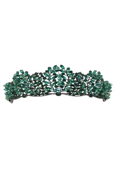 ddaniela Victoria Collection Faux black with green stones Crown Tiara – Dark ...