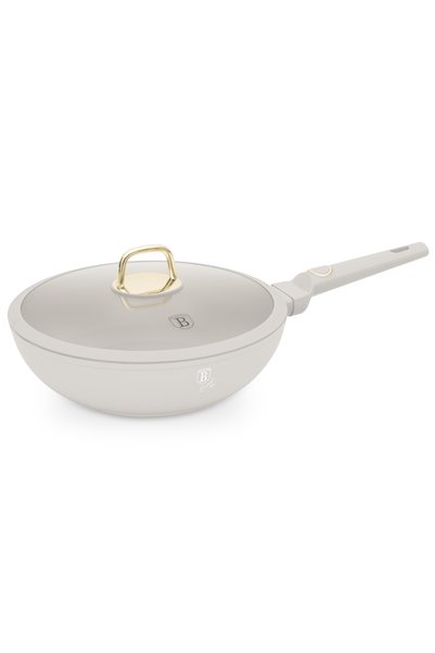 Berlinger Haus Wok cu capac - Colecția Sahara, 28 cm, 3.2 L, crem
