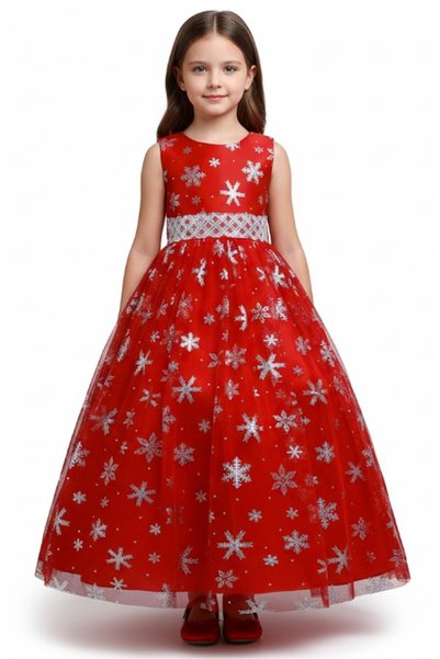 Bidani Snowflake Princess Holiday Gown – Red