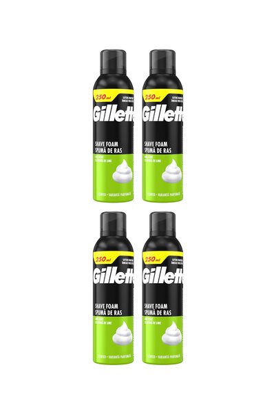 Gillette 4x PACHET Spumă de ras cu lămâie, pentru piele normală, 250 ml