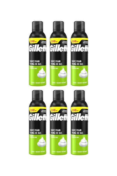 Gillette 6x PACHET Spumă de ras cu lămâie, pentru piele normală, 250 ml