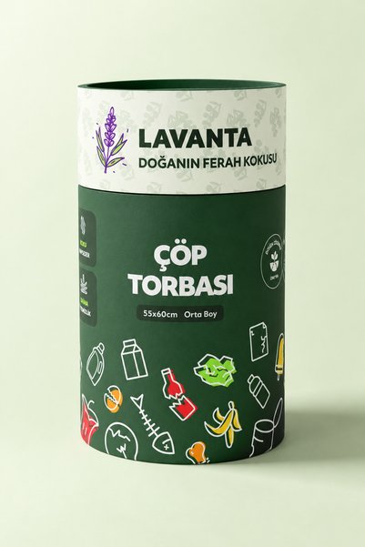 Premium Lavanta Kokulu Çöp Torbası 50 Adet – Çek-Al Kutulu, 55 × 60 cm