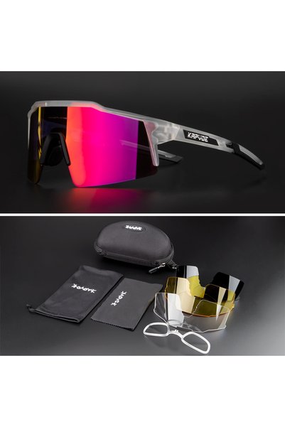 KAPVOE 4 lens 12 Polarized Cycling Sunglasses Outdoor Bicycle Glasses Men MTB...