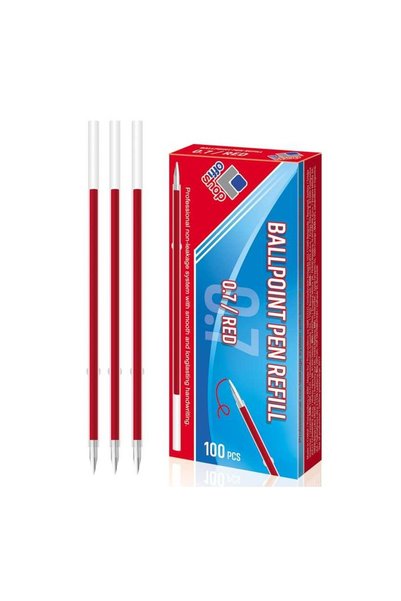 S COOL Ballpoint Pen Refills, Red, 0.7 mm, Set of 100 - OFFISHOP