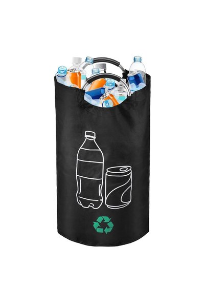 Tazweeq 82L Black Reusable Foldable Indoor Recycling Bins for Kitchen with Ha...