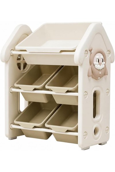 GENERAL Kids Toy Storage Organizer Rack, 3-Tier Freestanding Plastic Playroom...