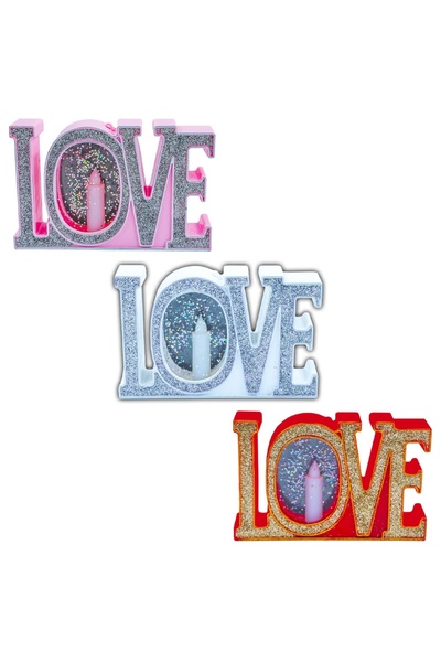 OEM Διακοσμητικό Κερί LED LOVE με Γκλίτερ