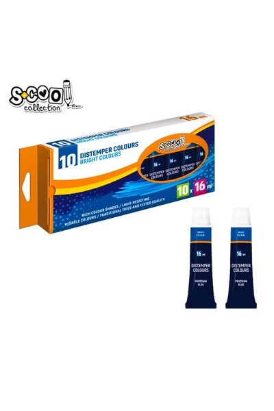 S COOL Tempera Paint Dark Blue, 16 ml Tubes, Set of 10 - S-COOL