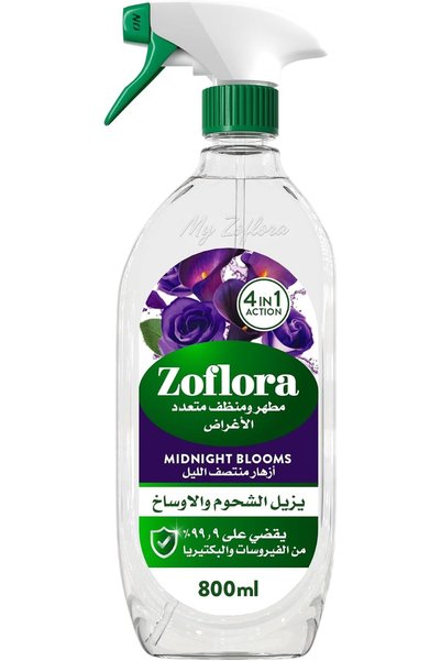 Zoflora منظف متعدد الاستخدامات، عطر أزهار منتصف الليل 800 مل، منظف ومطهر للمط...