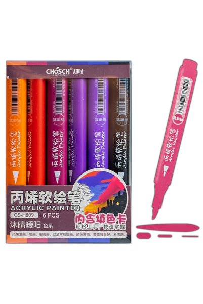 OEM Acrylic Paint Markers, 6 Colors, Warm Tones