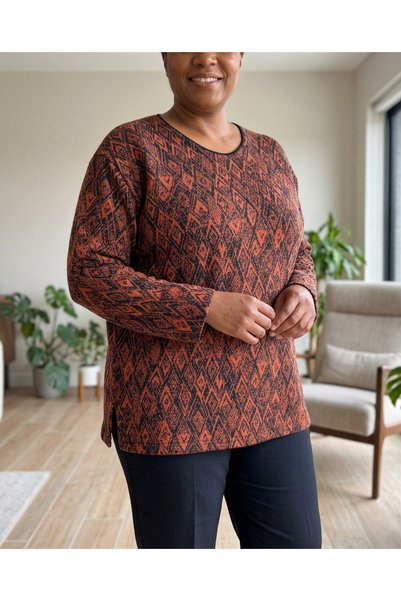 BİLGENS BUTİK Women's Plus Size Relaxed Fit Winter Blouse