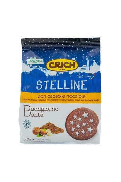Crich Biscuiți Stelline cu cacao și alune de pădure Crich, 600 g