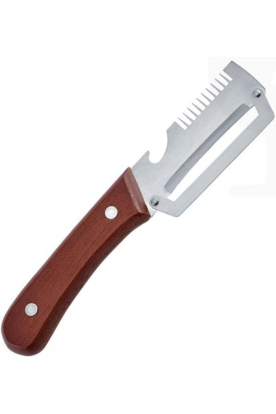 Generic Premium 3-in-1 Kitchen Peeler with Smooth Wood Handle & Stainless Ste...