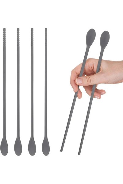 TERRIFI Silicone Cooking Chopsticks and Spoons, Long Chopsticks for cooking, ...