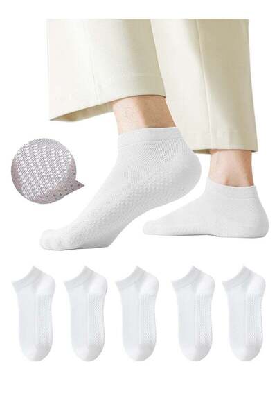 GENERAL infino Men's Breathable Mesh Cotton Ankle Socks - 5 Pairs, Lightweigh...