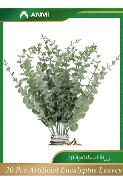 Anmi 20 Pcs Artificial Eucalyptus Leaves Stems, Artificial Fake Flowers for H...