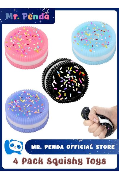 Mr. Penda 4 قطع من لعبة الضغط المصنوعة يدويًا من السيليكون الناعم لتخفيف التو...