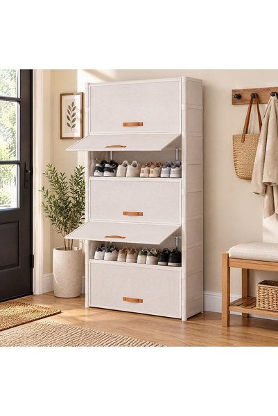 AOHRYME Shoe Rack, 7 Tier Shoe Storage Cabinet Shoe Rack Organizer with Door ...
