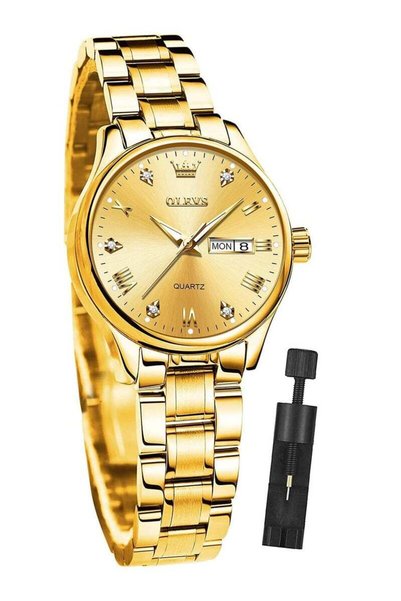 OLEVS Women's Quartz Watch, Luxury Stainless Steel, Luminous, Waterproof Fash...