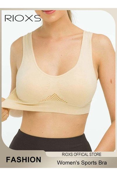 RIOXS حمالة صدر رياضية نسائية، ملابس داخلية شبكية مسامية ومريحة للنساء، حمالا...