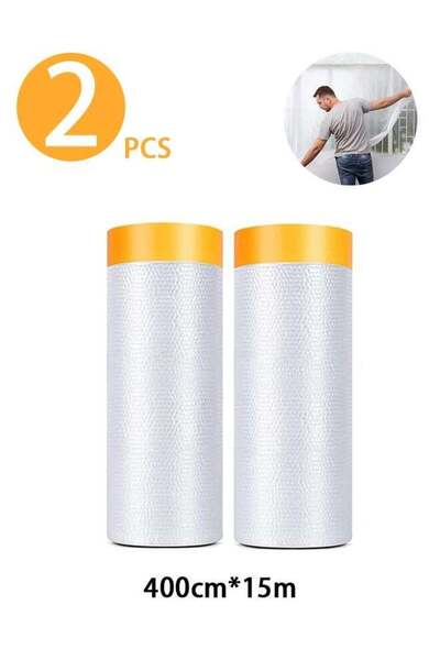 Lemon 2 Roll Pre-Taped Masking Film, Plastic Dust Proof Paint Protective Film...