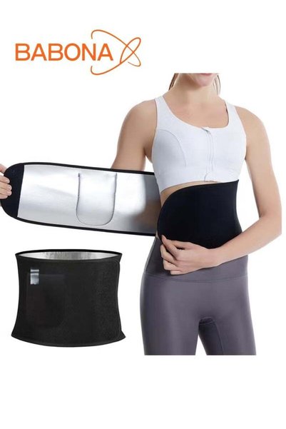 BABONA Adjustable Waist Slimmer, with Pockets Silver Ion Sweat Belt, Improves...