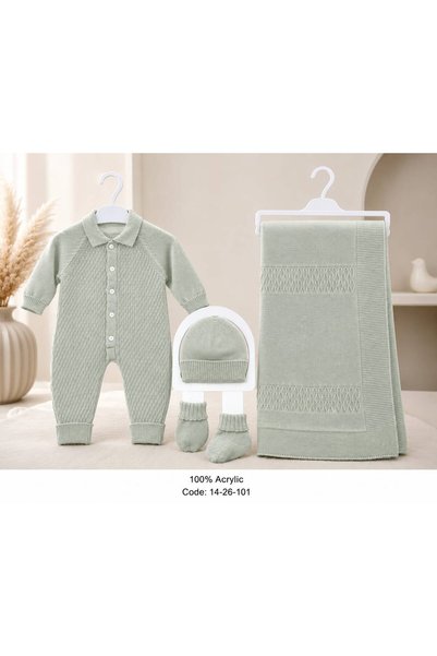 Baby day Newborn Baby 5-Piece Layette Gift Set Soft Knitted Romper Blanket Ha...