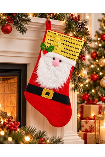 Generic Brand Decorative Christmas stocking with Santa Claus, red, 50 × 23 × ...