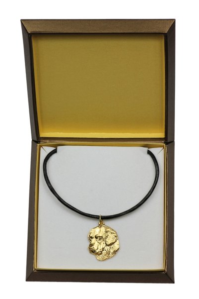 Art - Dog Golden Retriever - Colier pentru câini în cutie cadou, pandantiv pl...