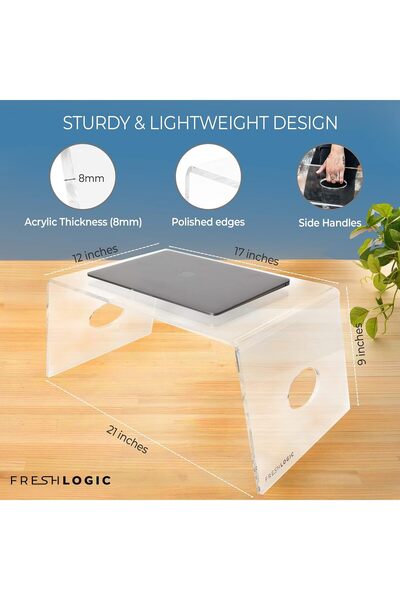 Slasa Acrylic Bed Tray Handles - Clear Laptop Stand Desk Monitor Computer Ris...