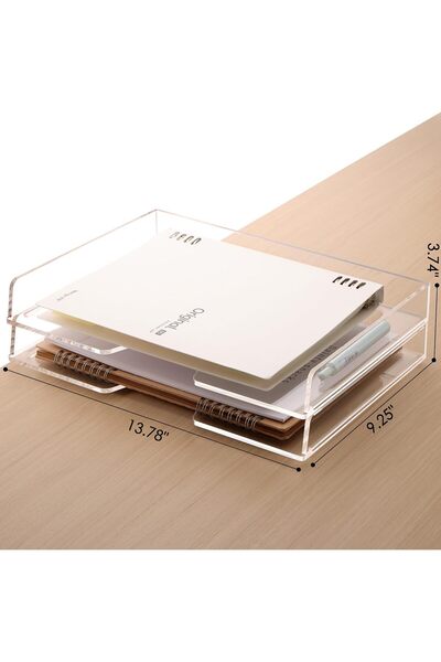 Slasa Stackable Paper Tray Acrylic File Organizer Desk Clear Office Organizat...
