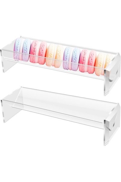 Slasa 2Pcs Cracker Serving Tray Clear Holder Acrylic Stand Reusable Biscuit 8...