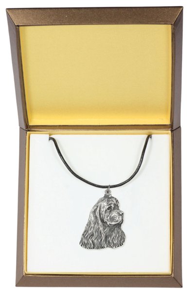 Art - Dog Colier cu cap de câine placat cu argint, Art-Dog American Cocker Sp...