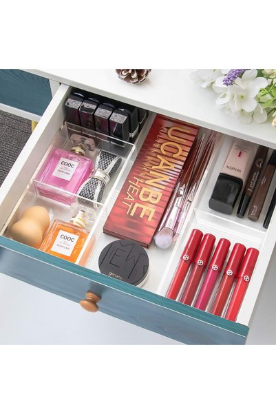 Slasa Acrylic Drawer Organizer Gadget Tray Clear Desk Holder Adjustable Divid...